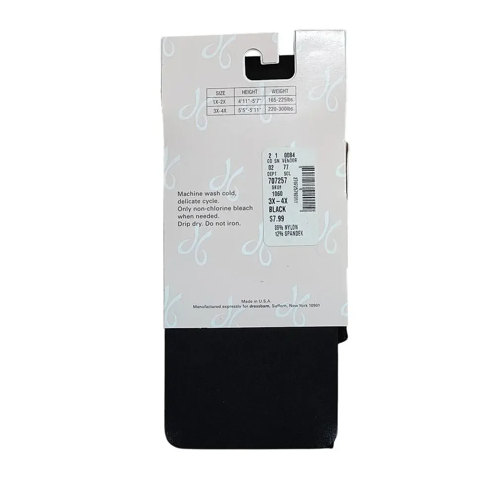 Dress Barn Tight Style Control Top Tights Microfiber Womens Plus 3X-4X Black